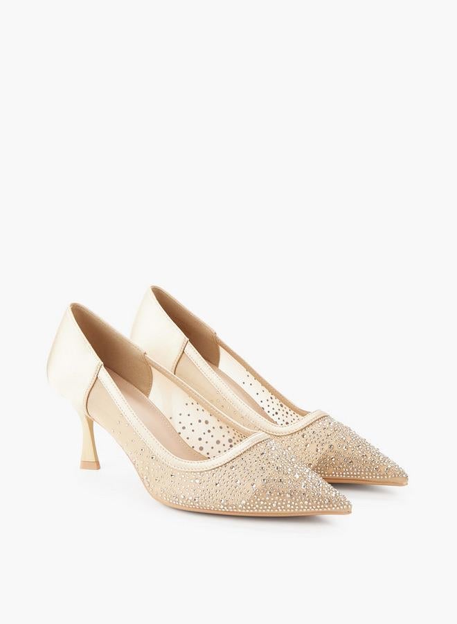 Paprika Women Embellished Flared Heel Pumps - Image 2